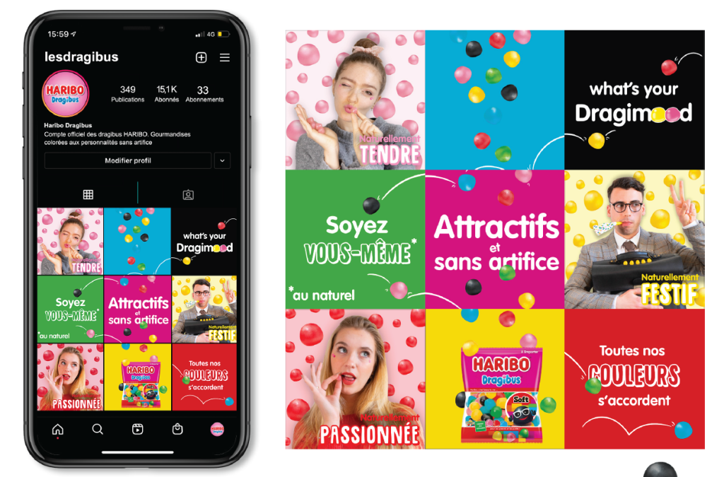 téléphone compte instagram dragibus haribo